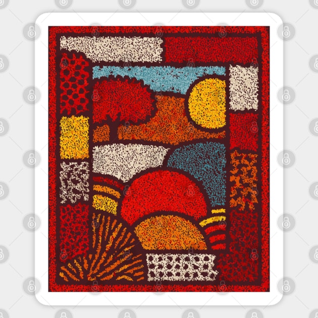 Framed Autumn Equinox | A Modern Folk Art Tapestry Sticker by TuncGK